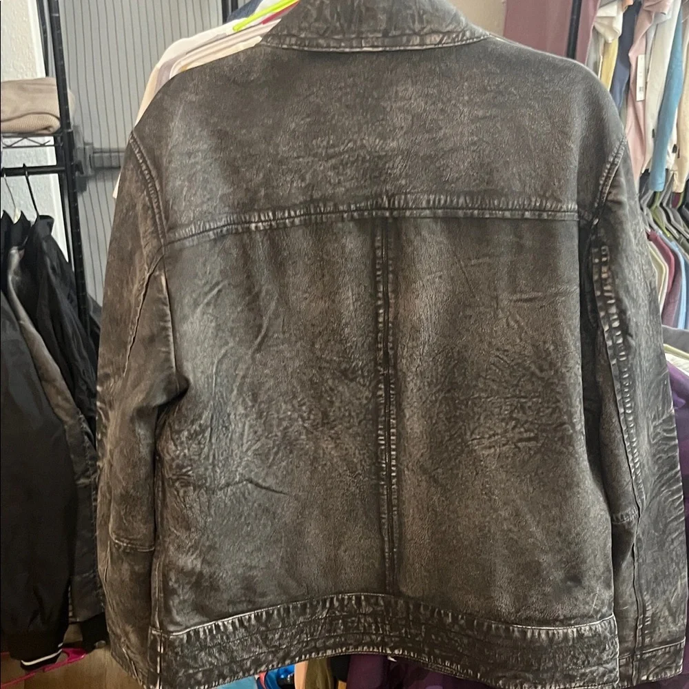 John Varvatos Distressed Gray Leather Asher Jacket - Picture 8 of 10